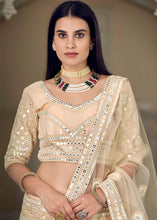 Load image into Gallery viewer, Bisque Brown Organza Lehenga Choli with Foil,Thread &amp; Mirror work