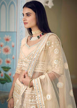 Load image into Gallery viewer, Bisque Brown Organza Lehenga Choli with Foil,Thread &amp; Mirror work