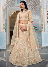 Load image into Gallery viewer, Bisque Brown Organza Lehenga Choli with Foil,Thread &amp; Mirror work