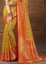 Load image into Gallery viewer, Dandelion Yellow Woven Silk Saree with Contrast Border &amp; Blouse