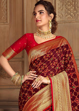 Load image into Gallery viewer, Syrup Brown Woven Silk Saree with Contrast Border &amp; Blouse
