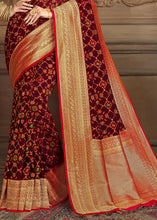 Load image into Gallery viewer, Syrup Brown Woven Silk Saree with Contrast Border &amp; Blouse