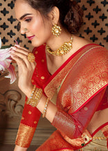 Load image into Gallery viewer, Beige Brown Woven Silk Saree with Contrast Border &amp; Blouse