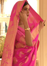 Load image into Gallery viewer, Hot Pink Woven Soft Kanjivaram Silk Saree with overall Butti work