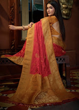 Cargar imagen en el visor de la galería, Persian Red Designer Satin Silk Saree