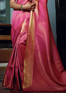 Shocking Pink Woven Kanjivaram Silk Saree