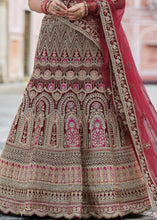 Laden Sie das Bild in den Galerie-Viewer, Maroon Red Velvet Lehenga Choli Having Heavy Embroidery &amp; Hand work: Bridal Edition