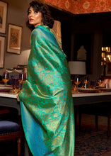 Load image into Gallery viewer, Azure Blue and Green Two Tone Kanjivaram Silk Saree