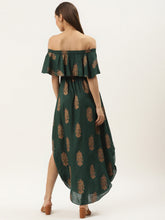 Load image into Gallery viewer, Off shoulder Flare yoke and U hem maxi dress