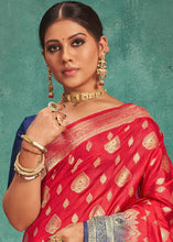 Load image into Gallery viewer, Imperial Red Woven Raw Silk Saree with Contrast Border &amp; Pallu