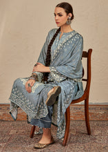 Load image into Gallery viewer, Lava Grey Digital Printed Cotton Silk Suit With Parsi Embroidery work