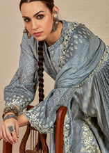 Load image into Gallery viewer, Lava Grey Digital Printed Cotton Silk Suit With Parsi Embroidery work