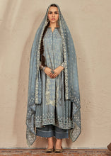 Load image into Gallery viewer, Lava Grey Digital Printed Cotton Silk Suit With Parsi Embroidery work