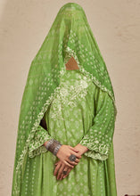 Load image into Gallery viewer, Light Green Digital Printed Cotton Silk Suit With Parsi Embroidery work