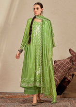 Load image into Gallery viewer, Light Green Digital Printed Cotton Silk Suit With Parsi Embroidery work
