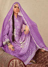 Load image into Gallery viewer, Electric Purple Digital Printed Cotton Silk Suit With Parsi Embroidery work