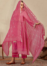 Load image into Gallery viewer, French Rose Pink Digital Printed Cotton Silk Suit With Parsi Embroidery work