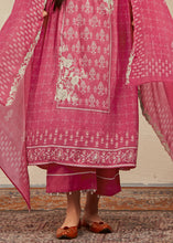 Load image into Gallery viewer, French Rose Pink Digital Printed Cotton Silk Suit With Parsi Embroidery work