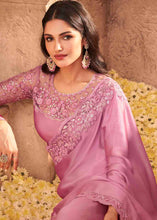 Load image into Gallery viewer, Ultra Pink Designer Embroidered Satin Silk Saree with Sequence work