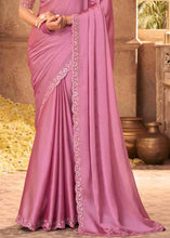 Load image into Gallery viewer, Ultra Pink Designer Embroidered Satin Silk Saree with Sequence work