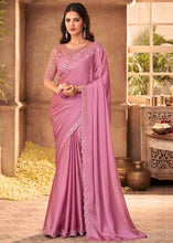 Load image into Gallery viewer, Ultra Pink Designer Embroidered Satin Silk Saree with Sequence work