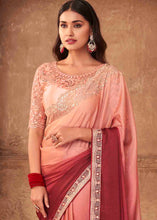 Load image into Gallery viewer, Shades Of Pink Designer Embroidered Satin Silk Saree with Sequence work