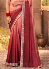 Load image into Gallery viewer, Shades Of Pink Designer Embroidered Satin Silk Saree with Sequence work