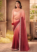 Load image into Gallery viewer, Shades Of Pink Designer Embroidered Satin Silk Saree with Sequence work