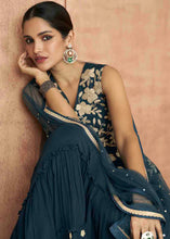 Load image into Gallery viewer, Prussian Blue Georgette Designer Lehenga Suit with Embroidery work