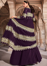 Load image into Gallery viewer, Eggplant Purple Georgette Lehenga Choli with Zari &amp; Sequins Work
