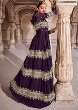 Load image into Gallery viewer, Eggplant Purple Georgette Lehenga Choli with Zari &amp; Sequins Work