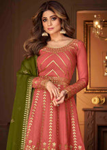 Load image into Gallery viewer, Brink Pink Georgette Embroidered Lehenga Suit