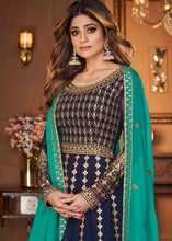 Load image into Gallery viewer, Berry Blue Georgette Embroidered Lehenga Suit: Top Pick