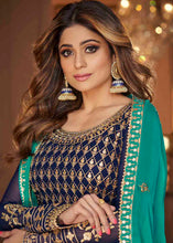 Load image into Gallery viewer, Berry Blue Georgette Embroidered Lehenga Suit: Top Pick