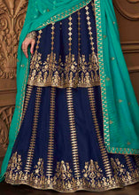 Load image into Gallery viewer, Berry Blue Georgette Embroidered Lehenga Suit: Top Pick