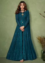 Load image into Gallery viewer, Prussian Blue Georgette Embroidered Anarkali Suit