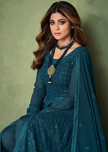 Load image into Gallery viewer, Prussian Blue Georgette Embroidered Anarkali Suit