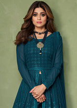 Load image into Gallery viewer, Prussian Blue Georgette Embroidered Anarkali Suit