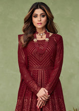 Load image into Gallery viewer, Garnet Red Georgette Embroidered Anarkali Suit