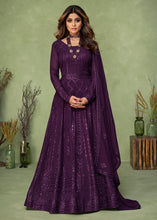 Load image into Gallery viewer, Indigo Purple Georgette Embroidered Anarkali Suit