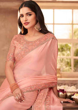 Load image into Gallery viewer, Mauvelous Pink Designer Embroidered Satin Silk Saree with Sequence work