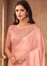 Load image into Gallery viewer, Mauvelous Pink Designer Embroidered Satin Silk Saree with Sequence work