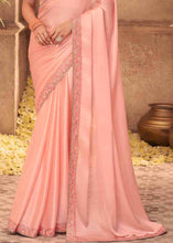 Load image into Gallery viewer, Mauvelous Pink Designer Embroidered Satin Silk Saree with Sequence work