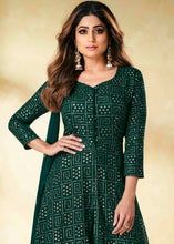 Load image into Gallery viewer, Sacramento Green Embroidered Georgette Plazzo Suit