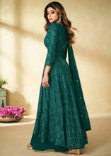 Load image into Gallery viewer, Arabian Green Embroidered Georgette Plazzo Suit