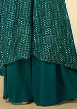Load image into Gallery viewer, Arabian Green Embroidered Georgette Plazzo Suit