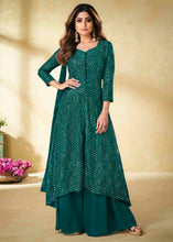 Load image into Gallery viewer, Arabian Green Embroidered Georgette Plazzo Suit