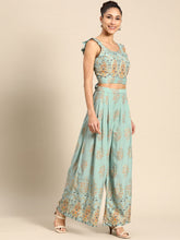 Load image into Gallery viewer, Crop Top with pleated palazzo