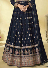 Load image into Gallery viewer, Denim Blue Georgette Embroidered Anarkali Suit