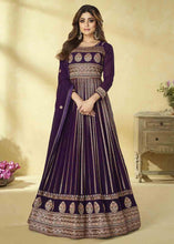 Load image into Gallery viewer, Plum Purple Georgette Embroidered Anarkali Suit